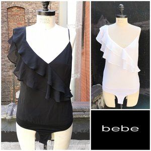 2 pcs bebe button detail cinched blouse bodysuit